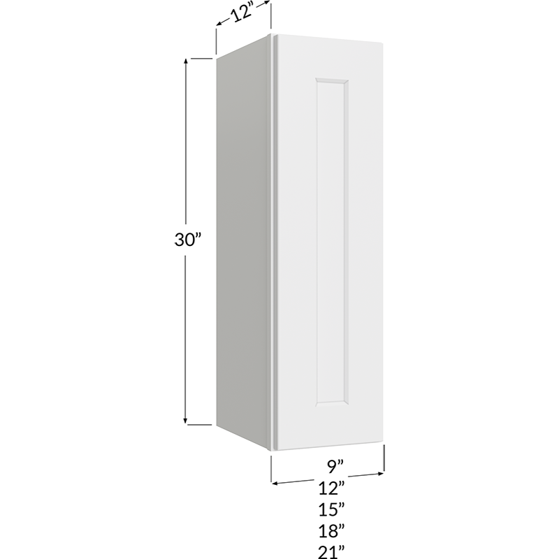 Wall Cabinet - 12W x 30H x 12D - 1 Door, 2 Shelves