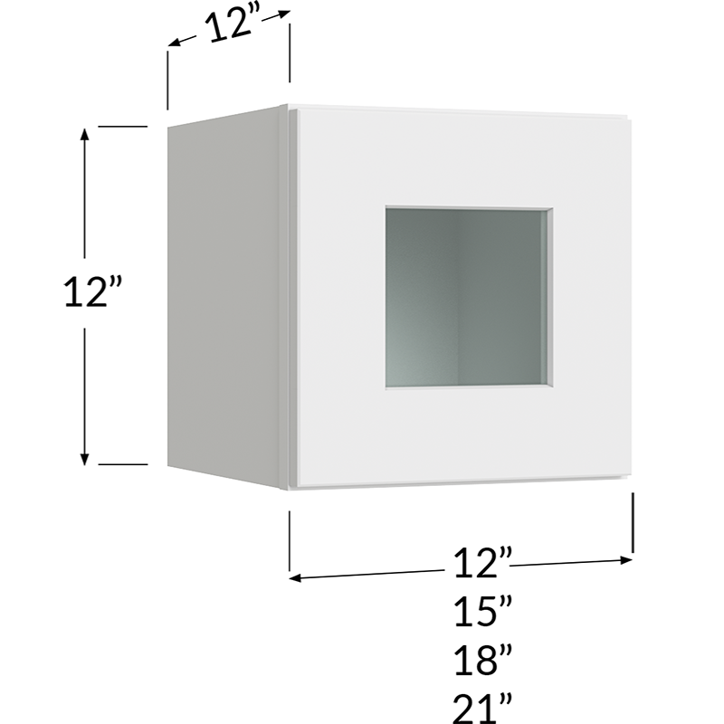 Stacker Wall Glass Door Cabinet with Finished Interior - 21W x 12H x 12D - 1 Door
