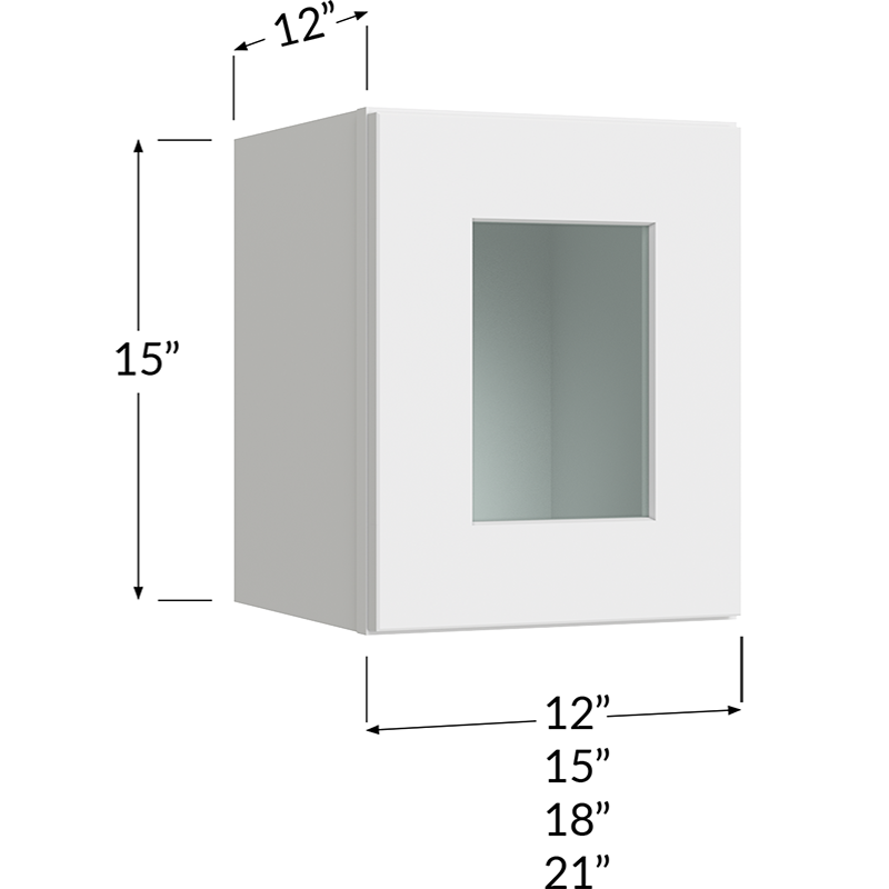 Stacker Wall Glass Door Cabinet with Finished Interior - 21W x 15H x 12D - 1 Door