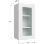 Wall Glass Door Cabinet with Finished Interior - 15W x 30H x 12D - 1 Door, 2 Shelves - NO Glass