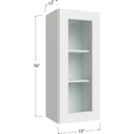Wall Glass Door Cabinet with Finished Interior - 15W x 36H x 12D - 1 Door, 2 Shelves - NO Glass