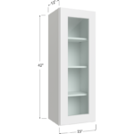 Wall Glass Door Cabinet with Finished Interior - 15W x 42H x 12D - 1 Door, 3 Shelves - NO Glass