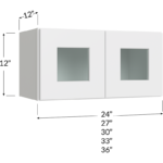 Stacker Wall Glass Door Cabinet with Finished Interior - 24W x 12H x 12D - 2 Doors