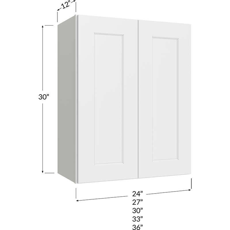 Wall Cabinet - 24W x 30H x 12D - 2 Doors, 2 Shelves