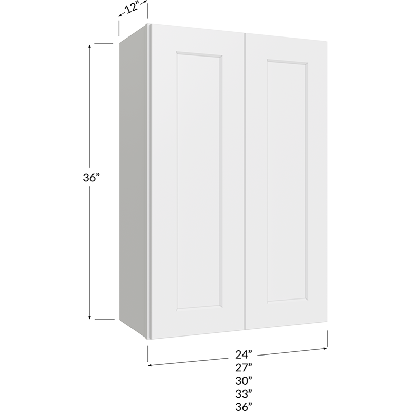 Wall Cabinet - 24W x 36H x 12D - 2 Doors, 2 Shelves