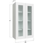 Wall Glass Door Cabinet with Finished Interior - 24W x 42H x 12D - 2 Doors, 3 Shelves - NO Glass
