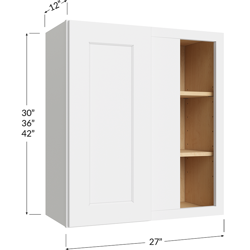 Wall Blind Corner Cabinet - 27W x 30H x 12D - 1 Door, 2 Shelves