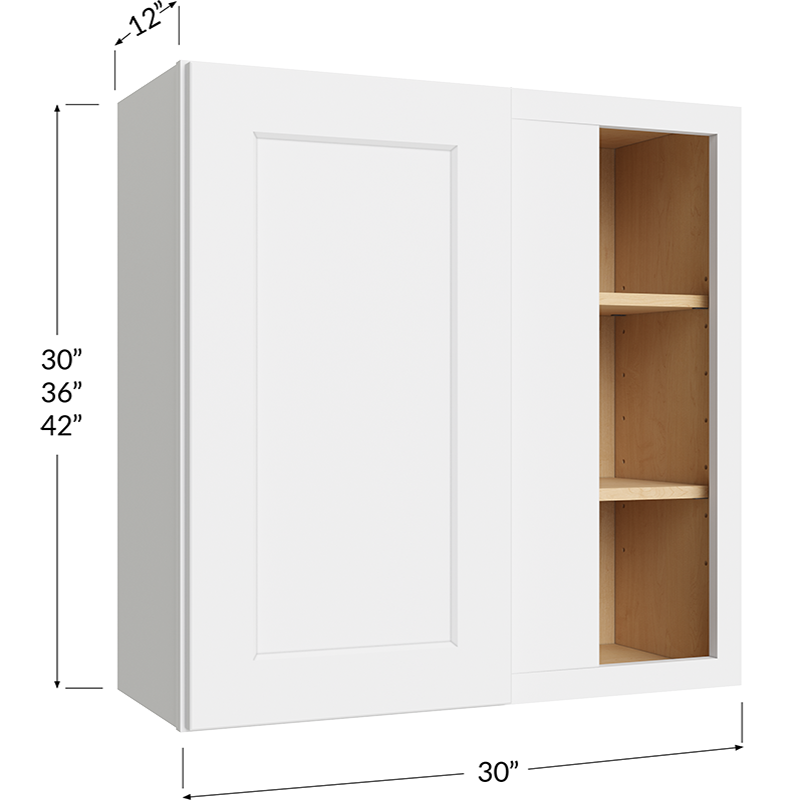 Wall Blind Corner Cabinet - 30W x 30H x 12D - 1 Door, 2 Shelves