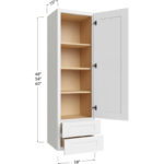 Wall Drawer Cabinet - 18W x 48H x 15D - 1 Door, 2 Drawers, 2 Shelves