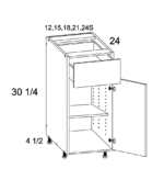 US Cabinet Depot Torino Dark Wood One Door One Drawer Base (BLUM) 12W X 24D X 34-3/4H