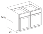 Base Cabinet Double Doors with Center Stile, Double Drawers, One Shelf 39W x 34.5H x 24D (3919285)
