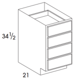 Vanity Drawer Base Cabinet Four Drawers 12W x 34.5H x 21D (3919325)