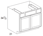 Vanity SInk Drawer Base Cabinet Double Butt Doors, Two Drawers, One False Drawer Panel 36W x 34.5H x 21D (3919334)