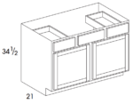 Vanity Sink Drawer Base Cabinet Double Door with Center Stile, Two Drawrs, One False Drawer Panel 42W x 34.5H x 21D (3919333)