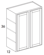 Wall Cabinet Double Doors with Center Stile, Three Shelves 42W x 36H x 12D (3919378)