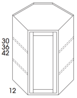 Diagonal Corner Wall Cabinet Single Door, Two Shelves 24W x 30H x 12D (3919335)